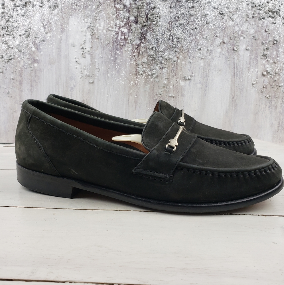 401ioe Bostonian suede slip on loafers men's 9 smoky black